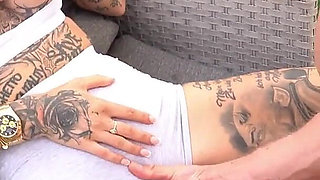 Big Cock Fucks Pretty Tattooed Model Hard!