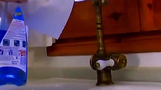 The cougar is a big slut with two small perky tits and a platinum blonde who gets penetrated in her pussy