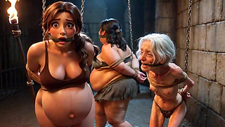 Weak Trio: Pregnant, SSBBW and Granny Tied up in Bondage Cell