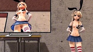 Two 3d cartoon cuties are ready for their bath