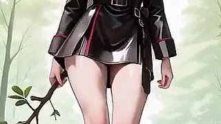 Blonde Valkyrie's Undressing Moment, That Great-slit Black Uniform Is Insane!