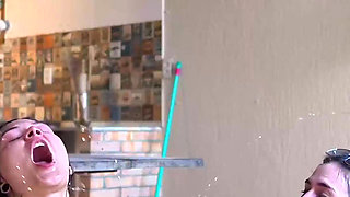 Two White Guys Use Us Like Whores! We Swallow a Lot of Piss, Deepthroat Without Mercy and Fuck!! Cum in Throat!