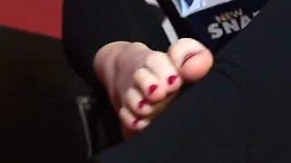 Amazing Bare Feet Student Studying and Showing Her Soles