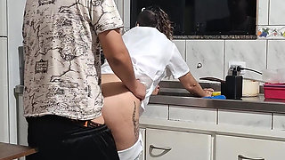 The Maid Got Fucked in the Ass in the Kitchen While Washing the Dishes.