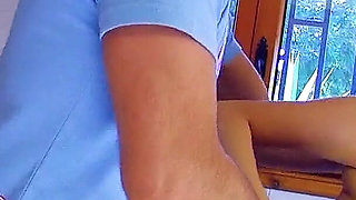 Skinny Asian teen Sharon anal fucked by step dad in kitchen