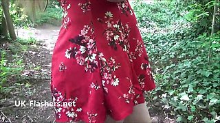 Bodacious light-haired amateur flasher Bobbis outdoor exhibitionism