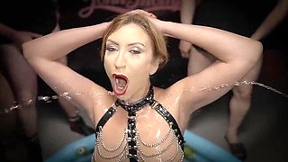 Sexy Cougar Takes Interracial Gangbang Bukkake and Swallows Every Drop