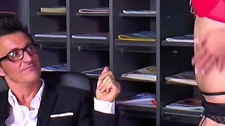 Hot secretary has sex with boss in office