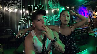 Hot asian slut gives hardcore blowjob to white stud