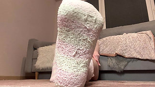 Showing off My Body in Knee Fuzzy Socks and Ass Spreading