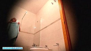 Stepmom Catches Stepson in Bathroom on Camera - Big Tits Blonde MILF Fucks Him for Jealous Husband