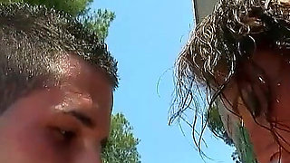 Guys pick up skinny teen waitress Cristal and banged at a lost place