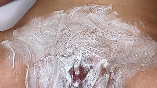 Shaving a Very Hairy Pussy with a Trimmer and a Razor!