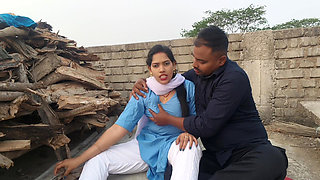18 years virgin school girl big boob press by her step brother in outdoor Desi girl