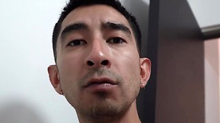 Sexy latina chick in stockings comes to a hotel room to get fucked by a stacked man with big cock, while her cuck husband watches their lustful fun