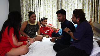 THREE HOSTEL FREIND CALL THEIR GIRLFREIND TO FUCK AND GRAND MASTI, HARDCORE GANGBANG