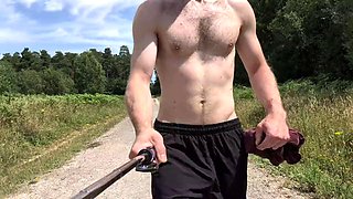 Naked forest walk on main path