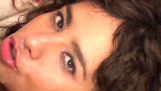 Horny tanned slut gets her tight cunt pounded