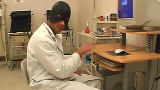 Blonde teen banged by horny doctor wearing mask