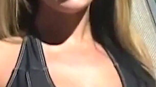 A Blonde Fucks a Guy so She Can Lay by the Pool of Her Friend.