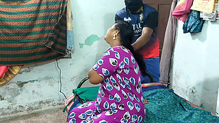 stepmother told me to go behind her and turn off the fan. I went behind her, hugged her, and licked her pussy with my tongue..