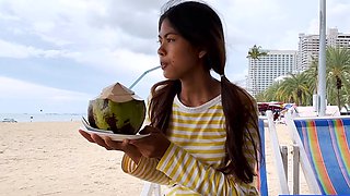 Cute Thai teen big dick in petite pussy