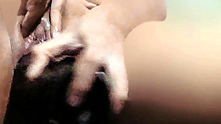 Creamy Pussy with Huge Black Dildo