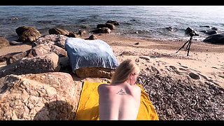 Risking It All on Empty Beach - Real Amateur Couple Squirt