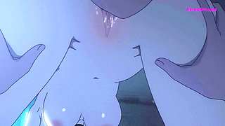 Denji Fucks Reze From Behind, Grips Her Hips, She Bites His Arm as He Cums Inside