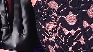 Femdom POV: Latex Mistress in Shiny Transparent Rubber Dress and Stockings