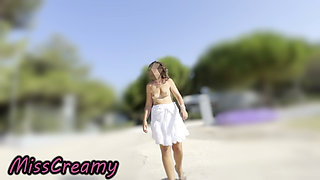 Exhibitionist Teacher Risky Tits Flash Naked Walk Public Streets France Caught by People Misscreamy