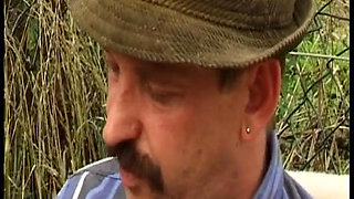 Blonde German with Naturals Gets Banged by Silver Fox Outdoors Age Gap