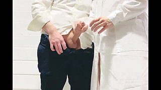Real Nurse Helps Client Cum for Sperm Test - Hairy Mature MILF Lady Anna Gives Handjob & Creampie