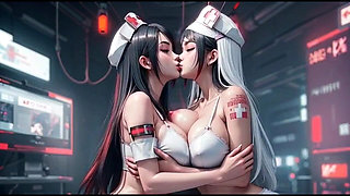 Kiss Video, Cute Nurse Women Kissing Together