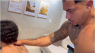 My Stepdaughter Came To Watch The Game And Gave Me A Blowjob On The Chair Until She Drank Milk From My Mouth With Amador Brasil
