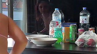 Hot Petite Real Redhead College Girl Flashes Her Pussy by Taking off Her Panties in the Shortest Uniform Skirt at Summer House