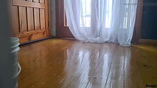 Stepmom Cleaning Floor on Hidden Camera, Notices and Shows No Panties