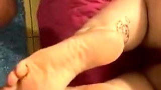 The best footjob with lots of milk