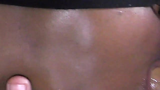 Ebony Slut Gagging on Big White Cock