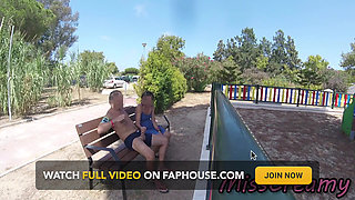 Extreme Dogging! Risky Blowjob with Teacher on Outdoor Bench! - Misscreamy
