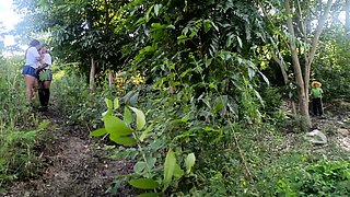 Two busty and big-assed women and an old man have a