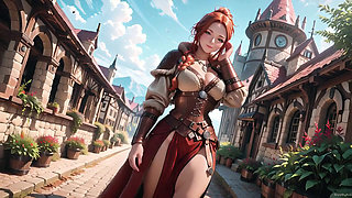Forbidden Leather Armor Seduction in Medieval Village. Cold Queen Unzips Her Gear & Goes Wild!
