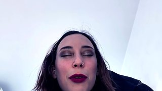 Brunette pee fetish babe enjoys her pee