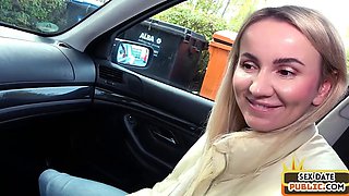 Public European babe pussyfucked outdoor by her sex date