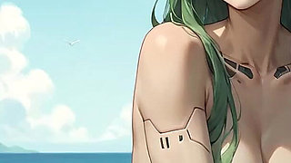 Green-haired Coffee Goddess at Urban Beach
