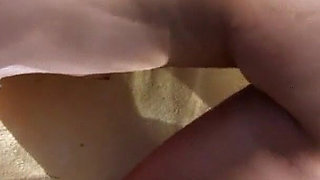 Blonde Skinny teen Mallory ass banged by stepdad with a condom on the beach