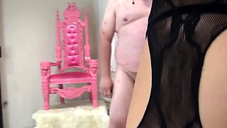 CFNM femdom busty brunettes jerk cock of his submissive