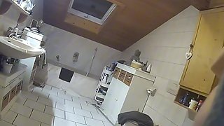 Spying on teen GF in the bathroom