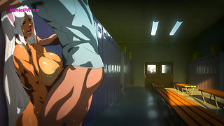 Mirko Pushes Him Against The Locker - She Drops To Her Knees And Takes His Big Cock In Her Mouth Fast