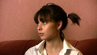 Cute Brunette With Small Tits Fucks An Ugly Man